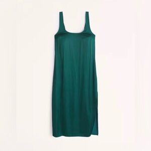 Abercrombie & Fitch Satin Slip Midi Dress Emerald Green Sz XS Petite
